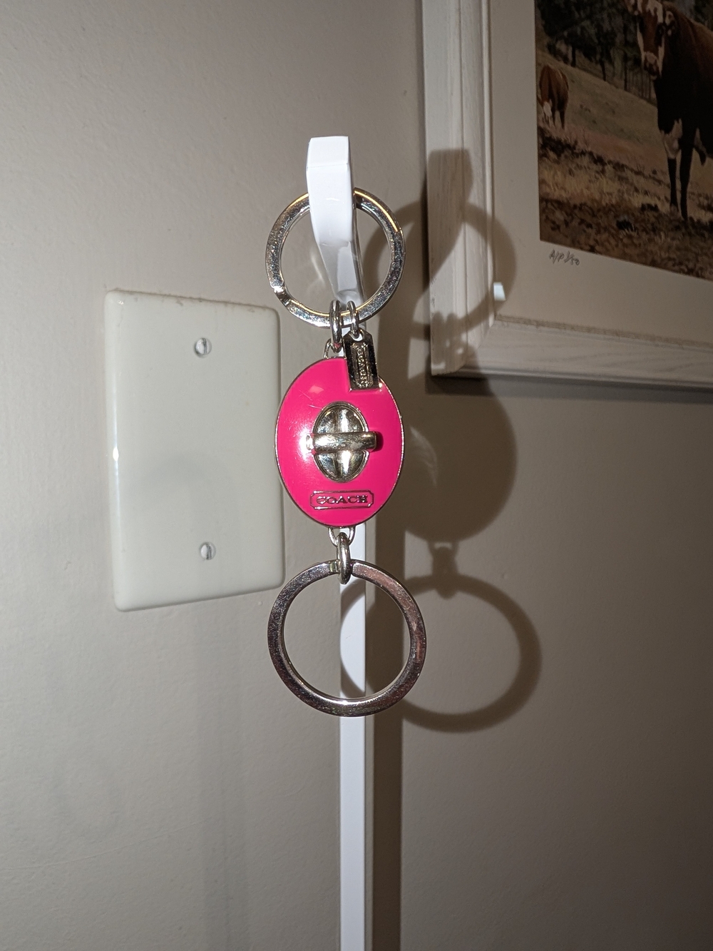 Coach Pink Turnlock Key Ring